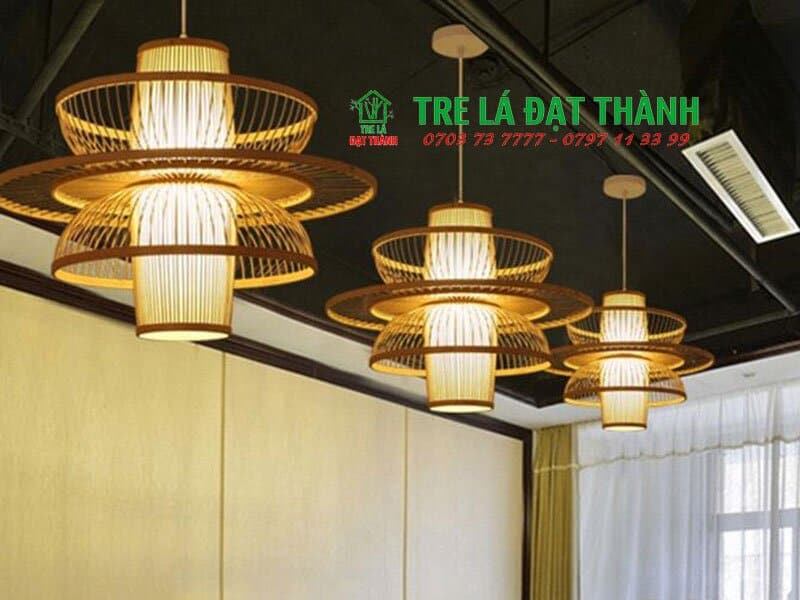 Đèn Hoa Sen Mây Tre Thả Trần - DMT009